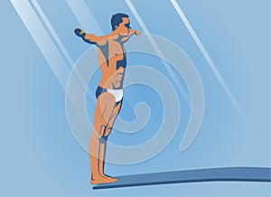 Athlete stands in a straight position and is ready to dive.