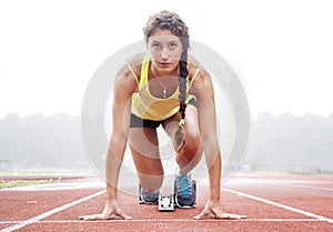 Athlete on the starting blocks