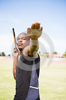 Athlete about to throw a javelin