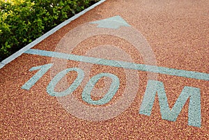 Athlete track 100 meter to go