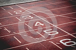 Athlete Track or Running Track with six numbers and lanes.