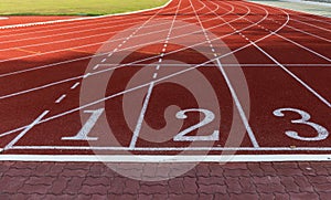 Athlete Track or Running Track with numbers 1 to 3