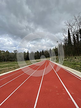 Athlete track or Running track at Tirana's main park.