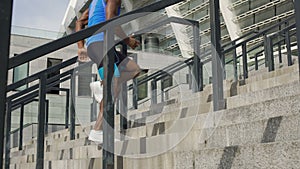 Athlete warming up before ultramarathon, active outdoor exercises and jogging