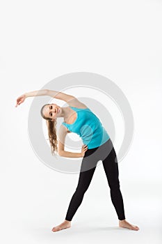 Athlete woman doing fitness exercise.