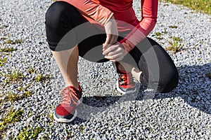 Athlete woman preparing for outdoors training, Bavarian Natio