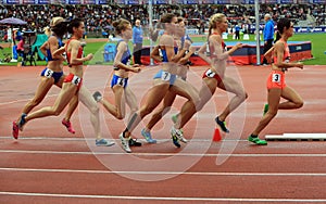 Athletes compete in the 1500 meters race on DecaNation International Outdoor Games on September 13, 2015 in Paris, France.