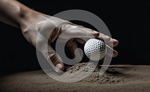 Athletes Hand Hitting A Golf Ball. Generative AI