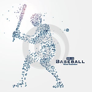 Athletes image composed of particles, vector illustration.