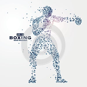 Athletes image composed of particles, vector illustration.