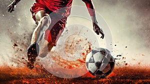 Athletes Instep Kicking A Soccer Ball. Generative AI photo