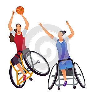 Athletes with physical disabilities. Woman Wheelchair Basketball.