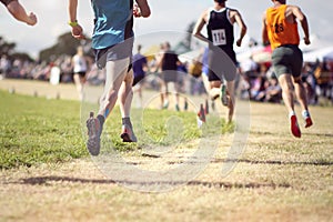 Athletes race in marathon running competition