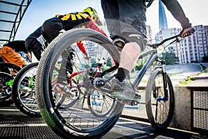 Athletes at the starting position before the BMX race