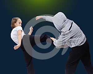 Athletes train self-defense techniques photo