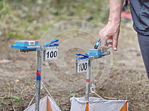 Athletes use digital finger chip and  tool to record time