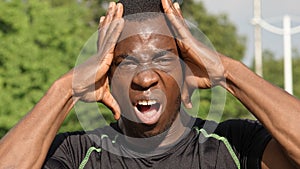 Athletic African Male Athlete Under Stress