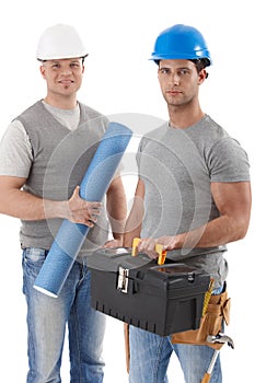 Athletic contractor with engineer guy