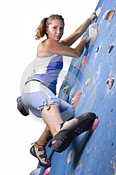 Athletic girl climbing