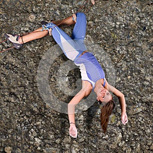 Athletic girl climbing