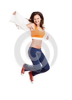 Athletic girl jumping