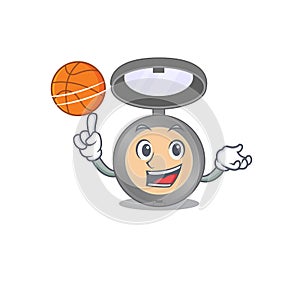 An athletic highlighter cartoon mascot design with basketball