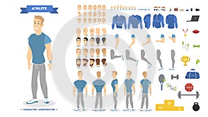 Athletic man character set for animation