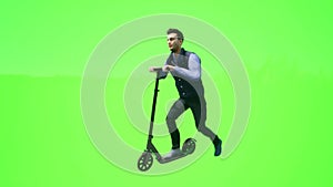 athletic man going to the gym, realistic 3D people rendering isolated on green s