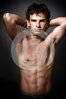 Athletic man with muscular abdomen