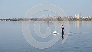 Athletic man stand up paddle board SUP02