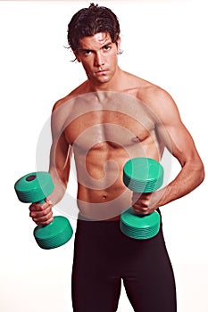 Athletic muscular man workout