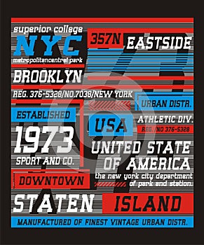 Athletic New York City, t shirt graphic, vector