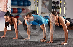 Athletic people doing crossfit training