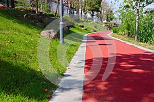 Athletic running track in the park.