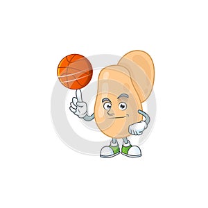 An athletic sarcina cartoon design style playing basketball photo