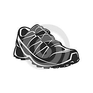 Athletic sport shoe black and white illustration