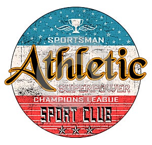 `Athletic, sportsman, sport club` typography, tee shirt print