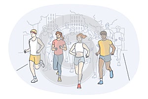 Athletics, running, marathon competition concept