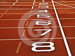 Athletics running track start finish line