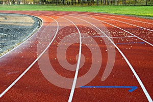 Athletics sport stadium running track lines marks