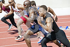 Athletics Sprinting On Running Track