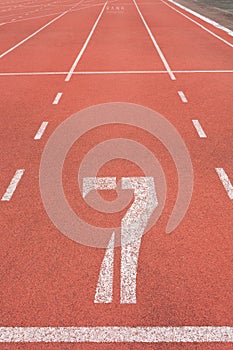 Athletics track lane number seven