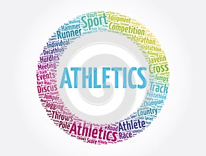 Athletics word cloud collage, sport concept background