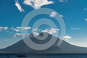 Atitlan Lake in Guatemala. Volcano in Background. Lake Atitlan is the deepest lake in all of Central America with a maximum depth