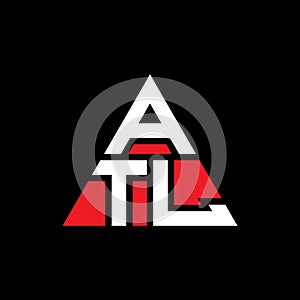 ATL triangle letter logo design with triangle shape. ATL triangle logo design monogram. ATL triangle vector logo template with red