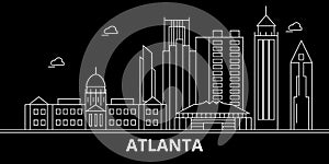 Atlanta city silhouette skyline. USA - Atlanta city vector city, american linear architecture, buildings. Atlanta city