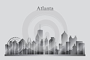 Atlanta city skyline silhouette in grayscale photo