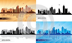 Atlanta city skyline silhouettes set