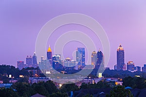 Atlanta downtown in dusk