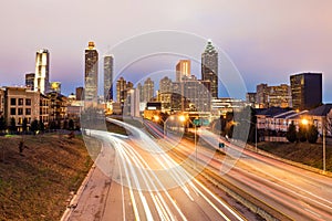 Atlanta downtown skyline at dusk